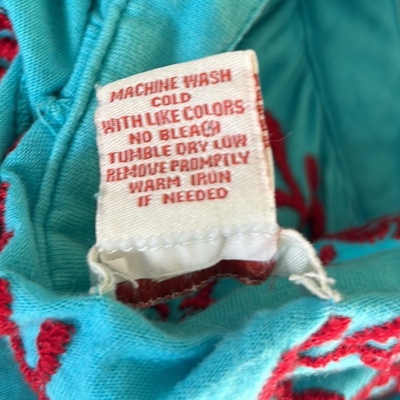 Sundance Aqua Blue Red Embroidered Knit Dress - M - Picture 10 of 10